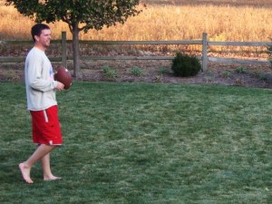No Thanksgiving is complete without barefoot football!